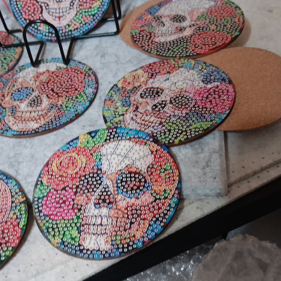 Colorful Skull Coasters Set - Picture 4 of 6